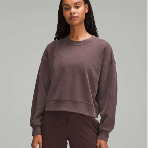 Lululemon Ribbed Softstreme Perfectly Oversized Cropped Crew Espresso (NWT) - Picture 1 of 9